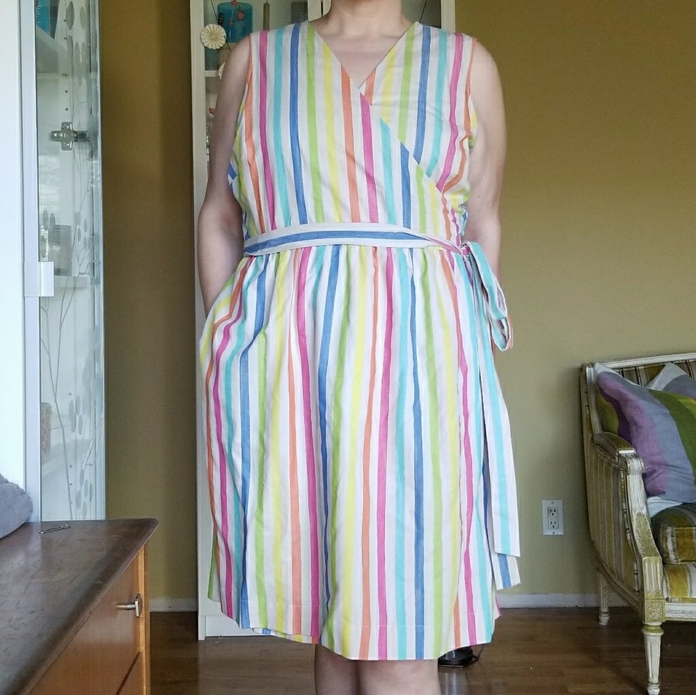 Tommy Hilfiger Rainbow Striped Wrap Dress